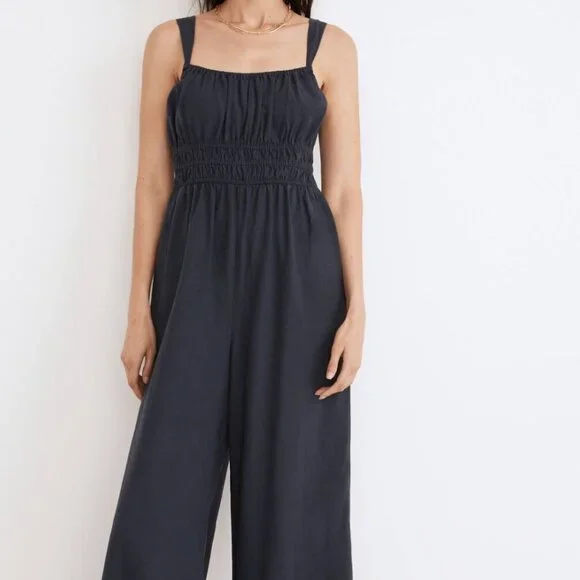 Madewell Petite Linen-Blend Sophie Tank Wide-Leg Jumpsuit - Picture 4 of 7